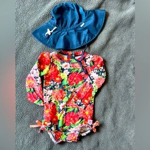 Toddler / Baby Ruffle Butts Swimsuit and Hat